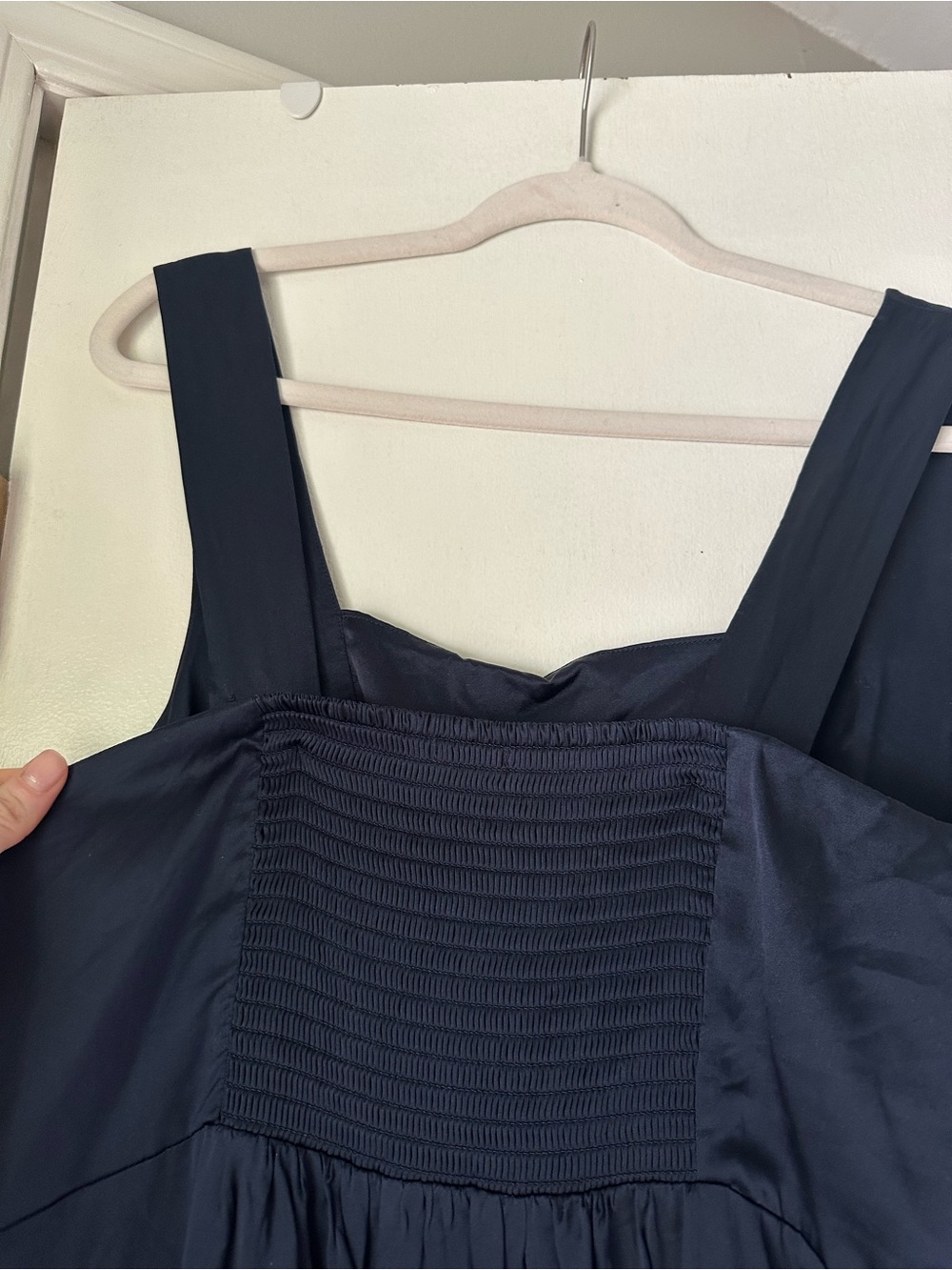 Navy Quince Satin Midi Dress - Picture 4 of 10